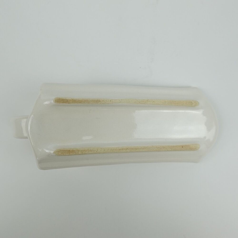 Pottery Ceramic Butter Dish White Glazed - Picture 7 of 9